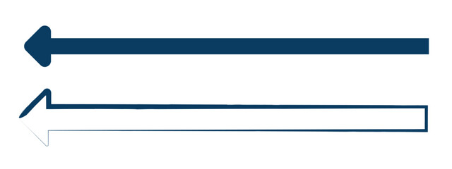 Obraz premium blue hand-drawn brush stroke arrow isolated on a white background.