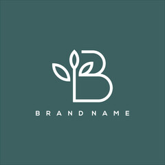 line art initial B nature bloom logo vector © Dwi