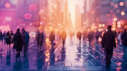 City Networking Event: Professionals Amid Urban Twilight. Concept Professional Networking, Urban Setting, City Event, Twilight Hours