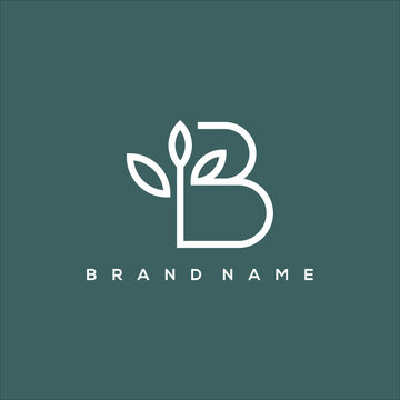 line art initial B nature bloom logo vector