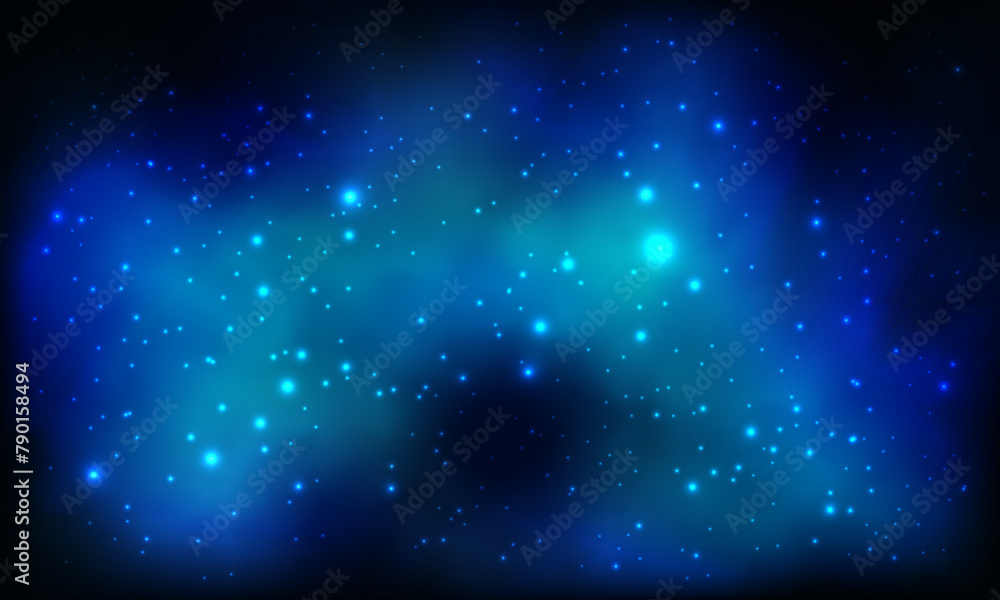 Wall mural space background realistic blue nebula shining stars cosmos stardust milky way galaxy infinite unive