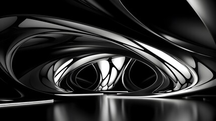Mesmerizing Cryptic 3D Tunnel Showcasing Simplicity and Futuristic Design in Black and White