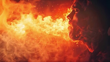 Fiery Breath: Visualizing the Heat of Acid Reflux. Concept Acid Reflux Symptoms, Fiery Sensation, Digestive Health, Health Visualization, Fiery Breath