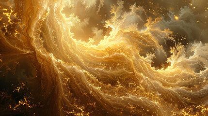 Amorphous tendrils of golden mist coalescing into intricate fractals, suspended in eternal flux.