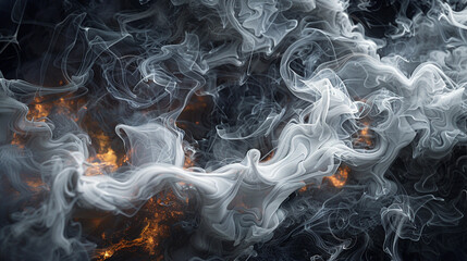 An abstract canvas where smoke weaves into a complex network, resembling a neural map pulsing with knowledge. - obrazy, fototapety, plakaty