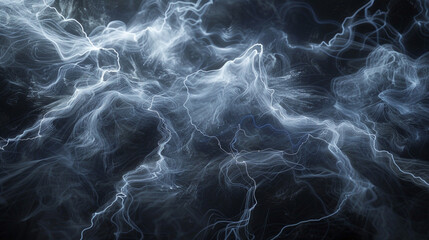An artistic interpretation of a lightning storm, where the smoke forms a network of electric veins against the night.