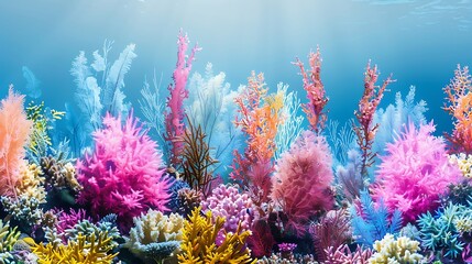 Coral Kaleidoscope: Life Abounds in the Vibrant Hues of a Teeming Coral Reef, Where Every Nook and Cranny Hosts a Dazzling Array of Marine Life, a Symphony of Colors and Motion.
