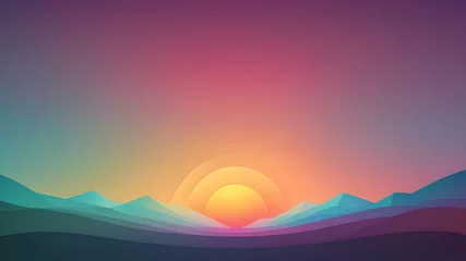 Schilderijen op glas Colorful Sunset Gradient Vector Background,Simple form and blend of color spaces as contemporary background graphic backdrop © Kovalova Ivanna