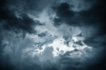 white storm clouds in summer with blue sky background