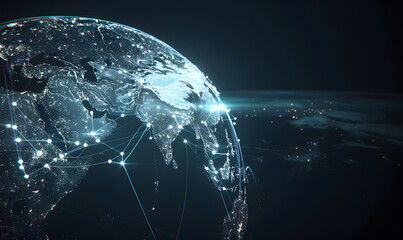Fototapeta premium Illuminating the European Digital Landscape: Cities and Ports Connected