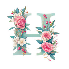 Floral Alphabet Illustration PNG, Transparent Background