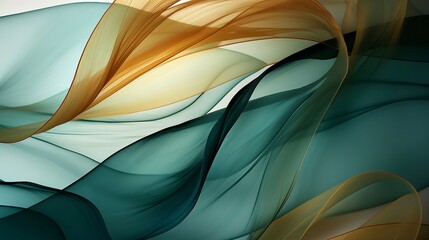Earthy green abstraction.Leafy forms on translucent planes in vibrant hues. Modern, nature-inspired net art background.