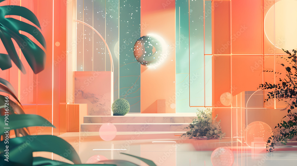 Poster digital platform featuring a neural network with radiant synapses. crafting a futuristic and data-in