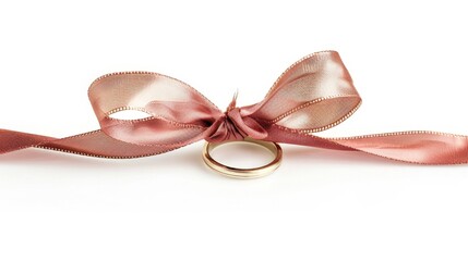 Wedding ring tied ribbon