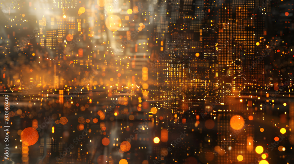 Aufkleber digital setting featuring a pixelated array with radiant pixels. creating a contemporary and electro