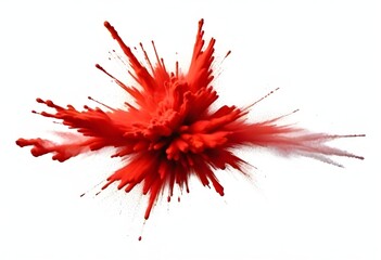 A red explosion of paint against a white background, creating a dramatic and abstract visual effect