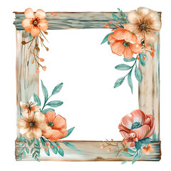 Spring Flower Frame Watercolor Illustration PNG, Transparent Background