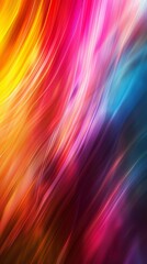 A colorful, abstract image of a rainbow with a purple stripe. The colors are vibrant and the lines are wavy, giving the impression of movement and energy