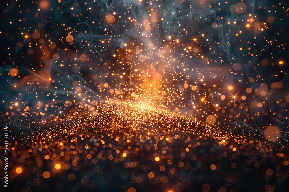 Poster transparent fireworks element. glowing abstract light background bokeh gold shine bright glittering 