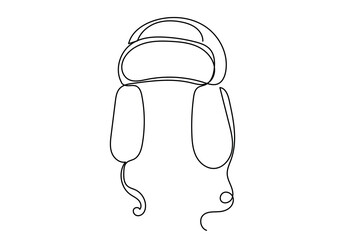 Line Art Hat Illustration. One Continuous Modern Outline Winter Hat Drawing. Editable Thin vector Line Silhouette. Fashion and Christmas Shopping Sale Design Element. Simple Line Drawn Hat Symbol.