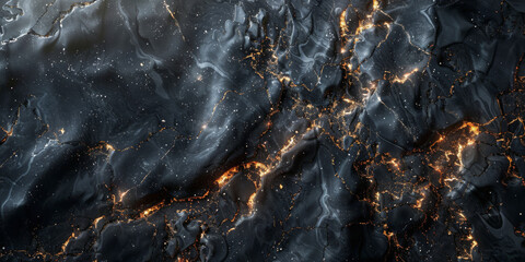 Abstract textured background with dark surfaces and gold veins, resembling black marble with natural golden patterns.