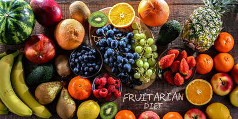 Food products representing the fruitarian diet - 790173022