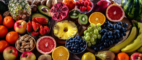 Food products representing the fruitarian diet - 790173051