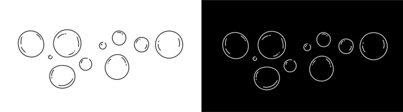 Vector doodle soap bubbles icon. Sparkling water bubbles illustration