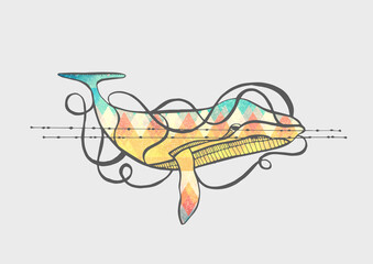 stylised whale  illustration