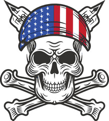 America Flag painted on a skull
