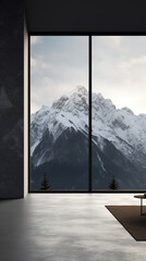 AI generated illustrations of mountain scenery outside the window