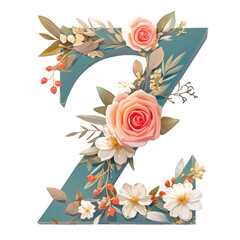 Floral Alphabet Illustration PNG, Transparent Background