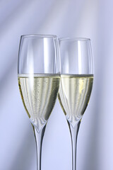 Two glasses with champagne close up - 790176877