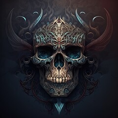 Mystical and Macabre Skull Illustrations Set on Moody Black Backgrounds, Perfect for Dark and Sinister Designs