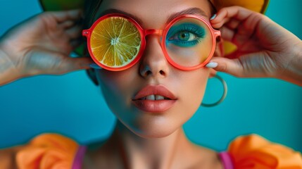 Vivid Orange Sunglasses and Lemon Slices
