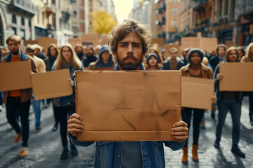 An Empty Message Board Speaks Loudly in a Demonstration Against Indifference - obrazy, fototapety, plakaty