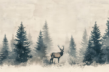 deer in winter forest