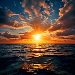 Watching the sun rise from the sea - obrazy, fototapety, plakaty