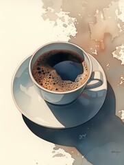 Coffee cup with smoke rising Enjoy your morning coffee. The smell of coffee gives a feeling of relaxation. minimal concept
