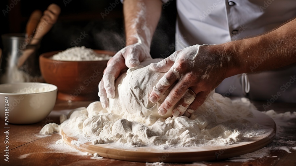 Wall mural Baking Process: Capturing the art and science of baking, from kneading dough to icing cakes.