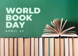 Books on shelves. World book day. International literacy day.