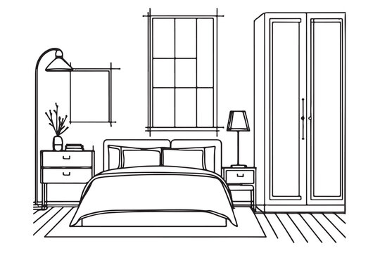 recommend clip art: Interior of a room, bedroom in a modern style