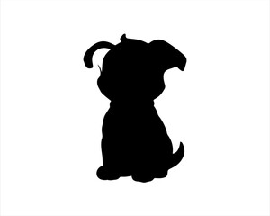 Cute puppy silhouette vector illustration on white background