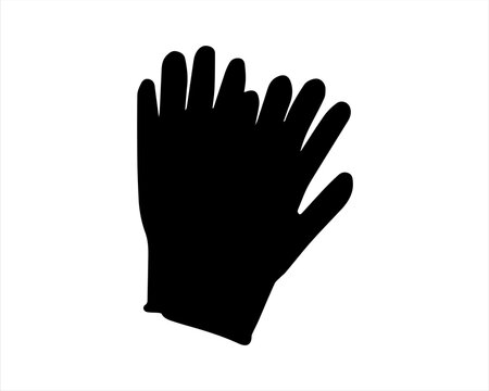 recommend clip art: Gardening gloves silhouette vector on white background