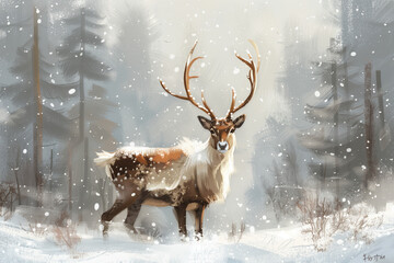 deer in winter forest