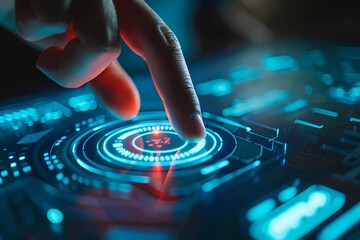 Double exposure of male hands, and a drawing of a castle. E-commerce and technology security concept.