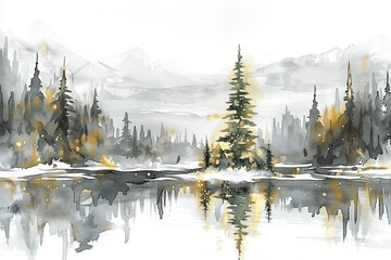 landscape with lake and mountains