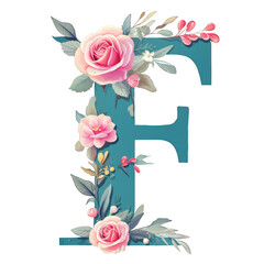 Floral Alphabet Illustration PNG, Transparent Background