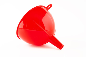Red plastic funnel