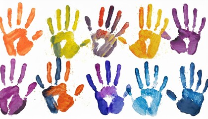 Chromatic Creations: Hand Print Watercolors on White Background